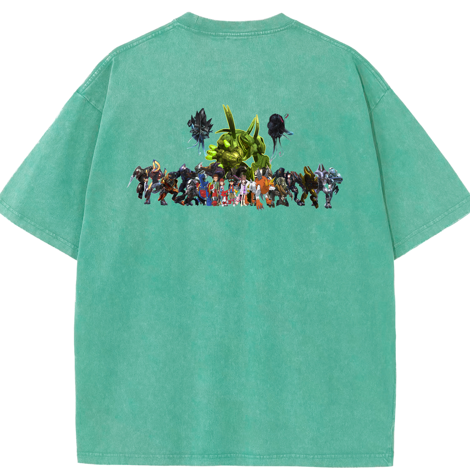 （画像用） Digimon デジタルモンスター/デジモン 綿100% ヴィンテージ風 半袖Tシャツ（背面プリント）